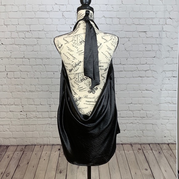 Black silk Express Halter Backless Blouse/Top - Picture 2 of 4